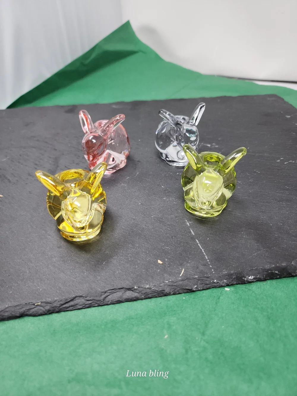 4 Glass Small Rabbit Decorative Candle Holders
